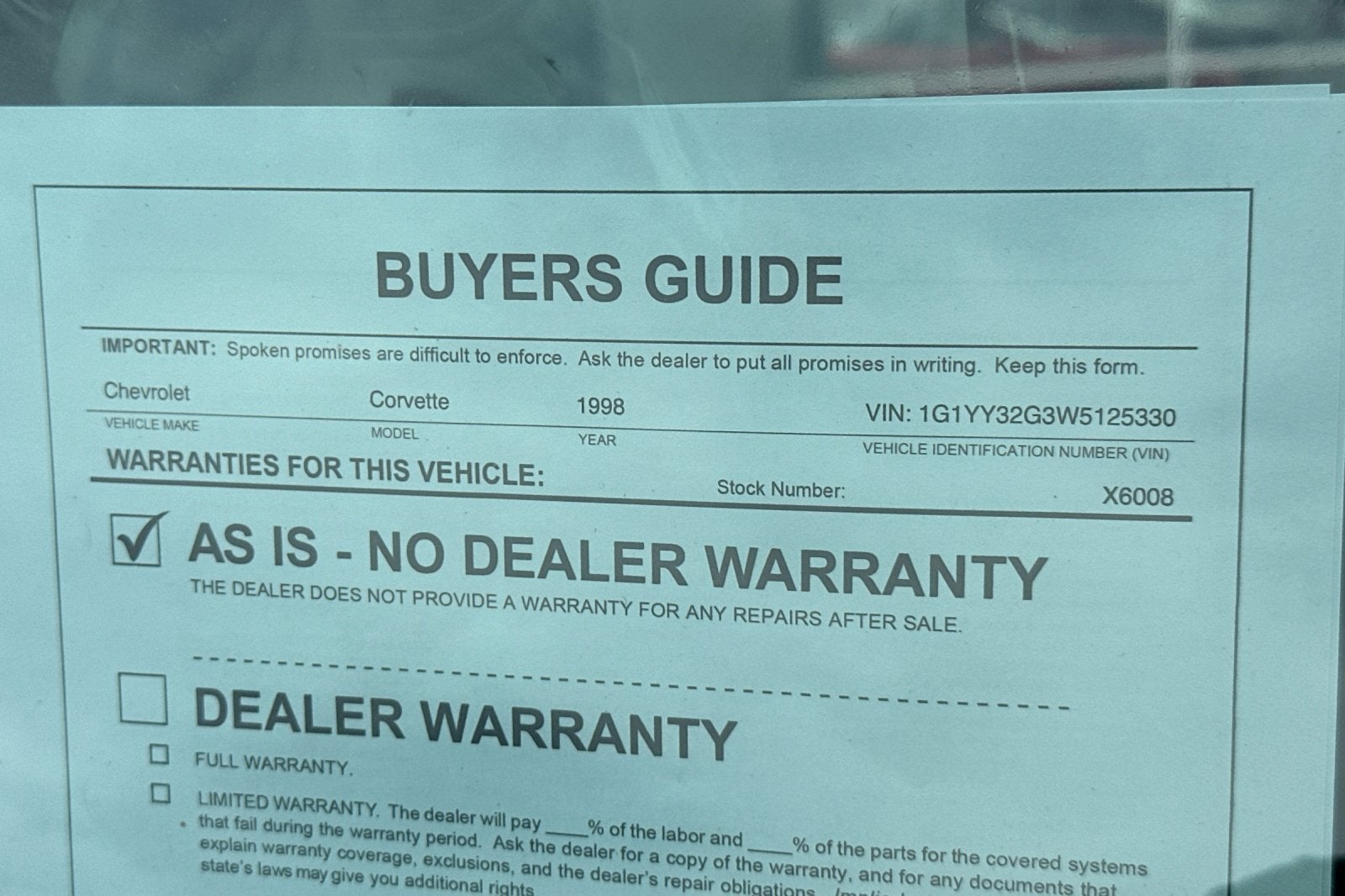 1998 Chevrolet Corvette 2DR CONV