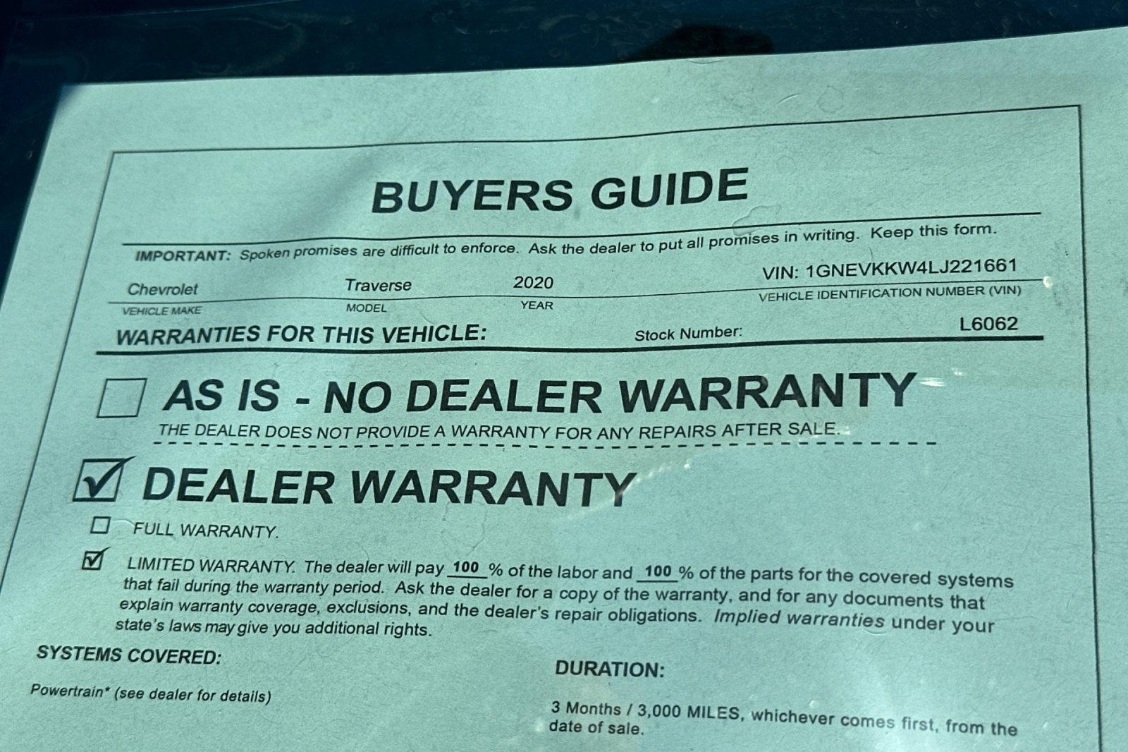 2020 Chevrolet Traverse Premier